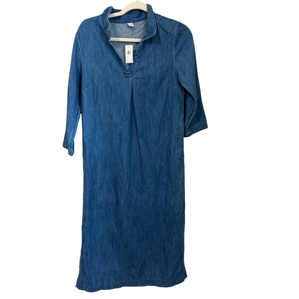 Old Navy Womens Size S Denim Chambray Midi Shift Dress Casual Western Coastal